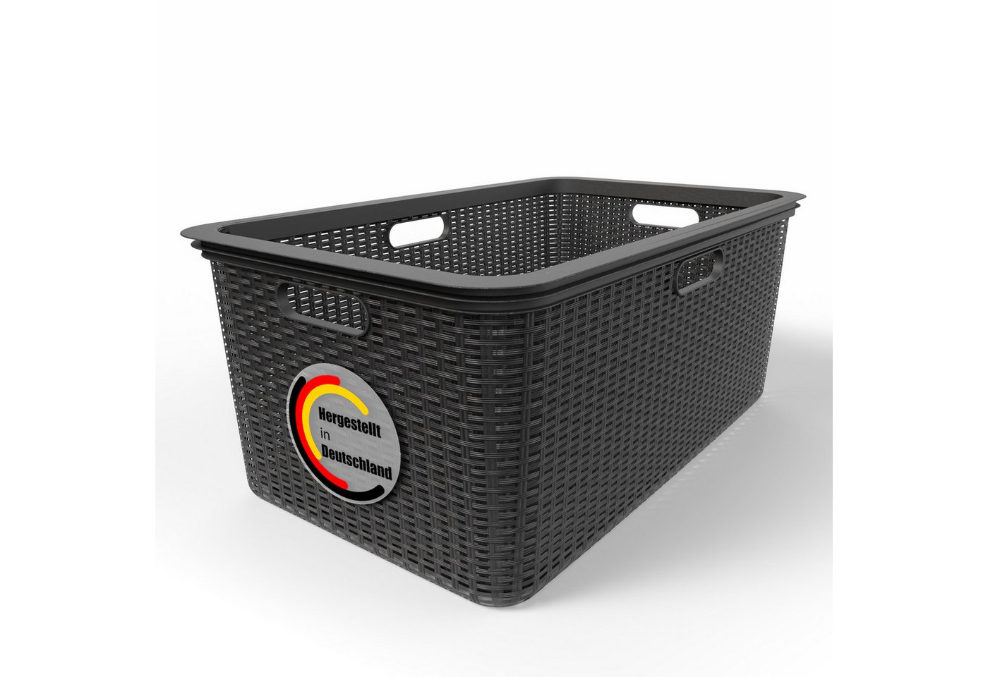 BigDean Wäschekorb Wäschekorb 59x39x26 cm Rattan Design Wäschewanne Made in Germany (1 St) von BigDean