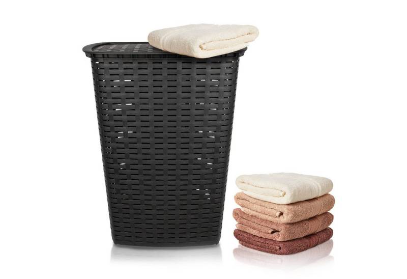 BigDean Wäschekorb Wäschesammler 55L mit Deckel und 2 Griffen (1 St) von BigDean