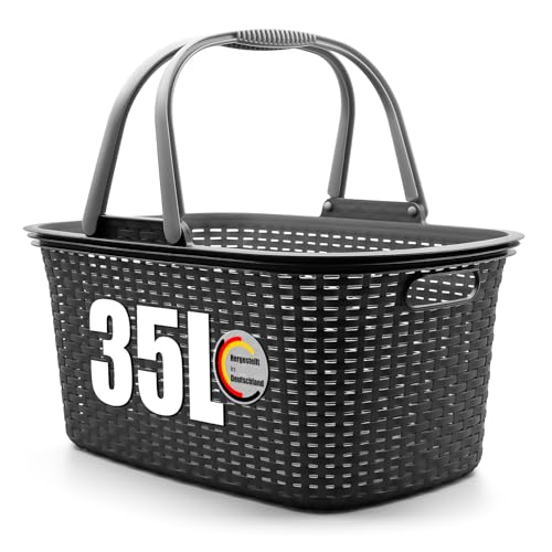 BigDean Wäschekorb mit Henkel 35L Rattan Design – Wäschewanne Made in Germany BigDean Wäschekorb mit Henkel 35L Rattan Design – Wäschewanne Made in Germany von BigDean