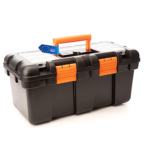 BigDean Werkzeugkoffer leer - 51x25x23cm - aus schlagfestem Kunststoff - Werkzeugkiste mit Innenablage - auch als Angelbox geeignet - Werkzeugkasten für Heim- & Handwerker - Made in EU von BigDean