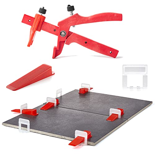BigDean by Beorol 5000 Laschen 2mm, 1000 Keile & 1 Zange - Fliesen Nivelliersystem - Frei wählbar - Riesen Auswahl an Fliesenkeilen & Zuglaschen - Verlegehilfe Fliesenleger Set - Made in Europe von BigDean