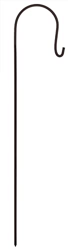 BigDean robuster Schäferhaken ca. 118cm aus Metall in braun – Gartenstab mit Haken für Laternen, Blumenampeln, Windspiele und Vögel - Tränken – Hirtenstock – Design von BigDean