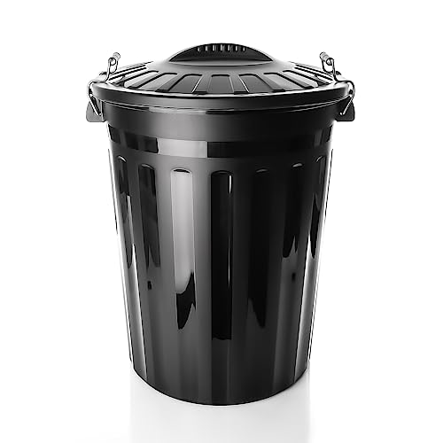 BigDean wetterfeste Universaltonne mit Deckel Schwarz und 2 Tragegriffen + Clip Verschluss auch als Mülltonne – Regentonne und Futtertonne geeignet für Indoor + Outdoor geeignet - Made in Europe von BigDean