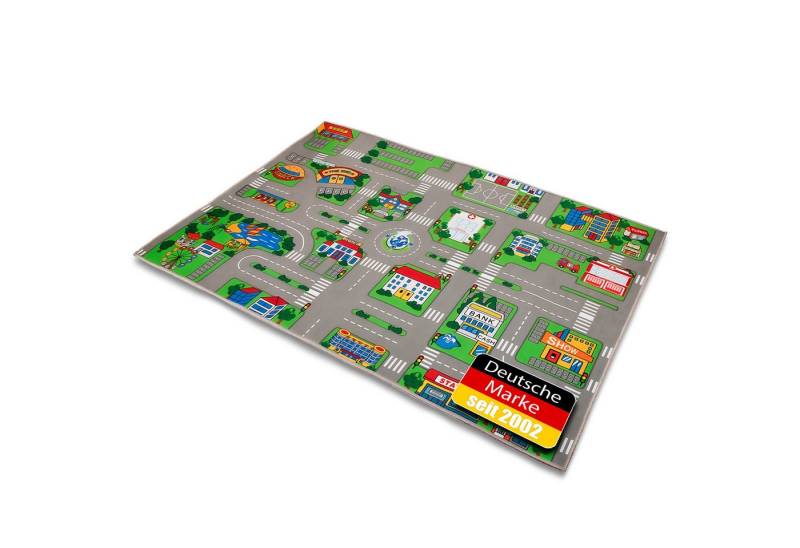 BigDean Kinderteppich Spielteppich Kinder in Stadt Design rutschfester Teppich 100x150 cm von BigDean
