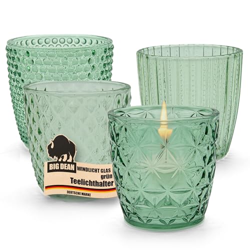 Windlicht Glas grün Teelichthalter 4er Set Teelichthalter in 4 Designs Windlicht Glas grün Teelichthalter 4er Set Teelichthalter in 4 Designs von BigDean