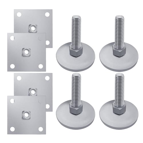 BigHead Robustes 5,1 cm Bein-Nivellierer-Set mit quadratischen Montageplatten, kompatibel mit Arcade-Schränken und Flipper-Maschinen (Bally, Williams, Stern), Spielbeinnivellierer, abgerundete von BigHead