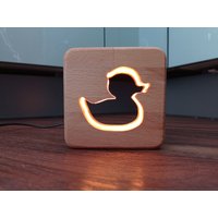 Ente Deko Holz Led Nachtlicht/Tischlicht-Ente Deko-Holz Deko-Led Nachlicht - Lampe, Usb-C von BigHeadWood