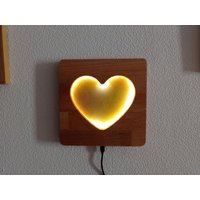 Herz Holz Led Wandbild, Beleuchtung Deko, Love Nachtlicht, 19cmx19cm, Neu von BigHeadWood