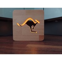 M Size Kangaroo Deko Holz Led Nachtlicht/Tischlicht, 12.8 cm X cm, Deko, Nachlicht, Lampe von BigHeadWood