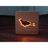 Robbe Holz Deko - Led Nachtlicht- Tischlicht Seals Deco Usb-C von BigHeadWood