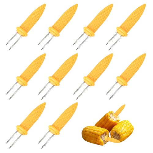 BigKego 10 Stück Maiskolben Halter Groß Edelstahl Maishalter 9cm Maiskolben Gabeln Mais Piekser Fruit Forks Maiskolben Spieße Grillzubehör für Party Picknick Camping BBQ Food Festival von BigKego