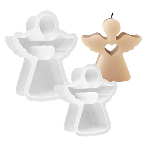 BigKego 2 Stück Engel Gießformen Silikon 3D Engel Kerzenform DIY Silikonform für Kerzenherstellung Engel Figuren Handwerk Ornamente von BigKego