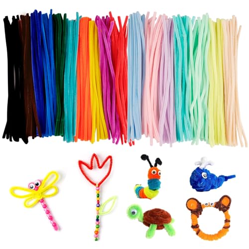 BigKego 200 Stück Pfeifenreiniger Bunt Chenilledraht Pfeifenputzerdraht zum Basteln Pipe Cleaner 30cm Lang 17 Farben für DIY Projekte und Basteldeko von BigKego