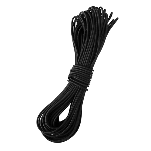 BigKego 20m x 3mm Gummikordel Schwarz Gummiband Rund Gummiseil Elastische Kordel Expanderseil Planenseil Spannseil für Zelt Rucksack Hutgummi Wäscheleinen Schnürsenkel von BigKego
