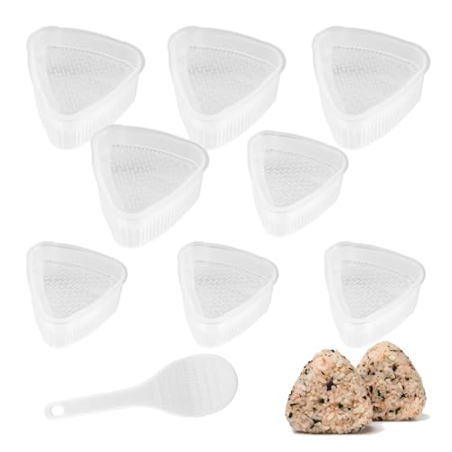 BigKego 8 Stück Onigiri Form Dreieck Sushi Maker Form DIY Reis Former Onigiri Mold Reisbällchen Former mit Reislöffel für Mittagessen Bento (4 Große und 4 Kleine) von BigKego