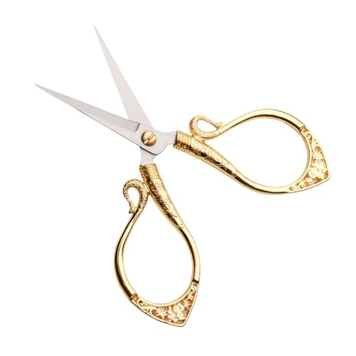 BigKego Vintage Schere Gold Edelstahl Nähen Schere Stickschere Klein Scharf Stoffschere Bastelschere Kreuzstich Schere für Stickerei Nähen Handarbeit und DIY Handwerk von BigKego