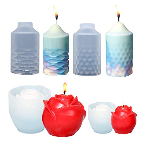 4 Kerzenformen, selbstgemachte Silikonformen, zylindrische Kerzenformen, zur Herstellung von Kerzen, Seife, Kunsthandwerk, Ton von BigKing