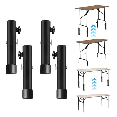 BigKing 4 Stück Tischbeinverlängerungen, Möbelbeine, Stuhlbeinverlängerungen, verstellbare Höhe von 9,2 cm / 13,3 cm, Tischbeinerhöhung zum Biegen / Gerade (schwarz) von BigKing