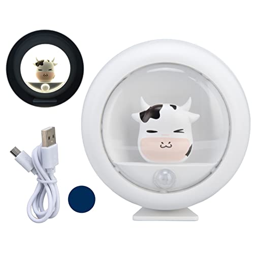 BigKing Bewegungssensor-Nachtlicht, bewegungsaktiviertes Nachtlicht, USB-Aufladung, schöne Cartoon-Smart-Induktionslampe für Schlafzimmer, Kleiderschrank(Cow) von BigKing