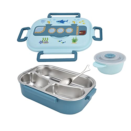 BigKing Lunchbox, Lunchbox aus Edelstahl, versiegelte Lunchbox, auslaufsichere Cartoon-Lunchbox für Kinder, Erwachsene (Blue) von BigKing