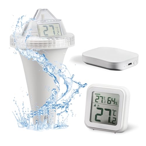 BigKing Pool-Thermometer, kabellos, Radio mit WLAN-Gateway, App-Monitor, Pool-Thermometer, Wassertemperatur-Thermometer, präzise Ablesung für Spa, Aquarium von BigKing