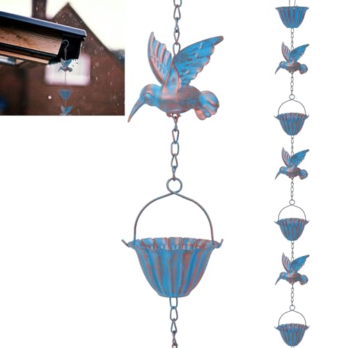 BigKing Regenwasserkette Kolibri Regenkette für Dachrinnen, Hängende Regenkette zur Wasserableitung, Regenkette Dachrinne Dekoration für Freie Regenfänger und Fallrohre von BigKing