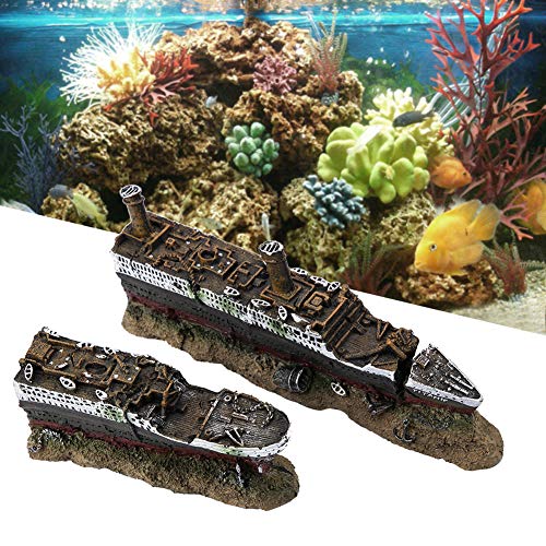 BigKing Aquarium Bootsschiff, Titanic Lost Wrecked Boat Schiff Aquarium Dekoration Ornament Wrack Ornamente von BigKing