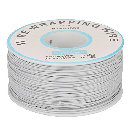 Elektrokabel, 1Roll Wire-Wrapping Single Copper Wire Strang 30AWG Kabel 0,25 mm Kerndurchmesser(Weiß) von BigKing