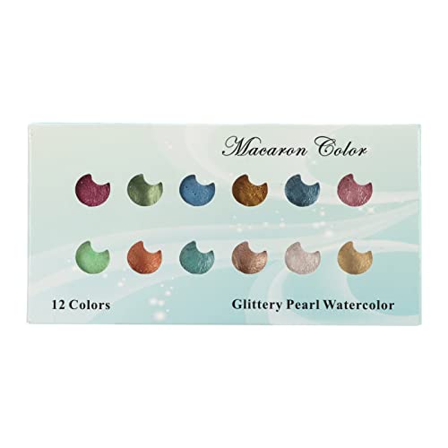 Glitzer-Aquarellfarbe, Mehrzweck-Solid-Packing-Metall-Macaron-Farbkunstmalerei Perlglanz-Aquarellfarben-Set zum Schreiben, Malen, Maniküre Glitzer-Aquarellfarbe, Mehrzweck-Solid-Packing-Metall-Macaron-Farbkunstmalerei Perlglanz-Aquarellfarben-Set zum Schreiben, Malen, Maniküre von BigKing