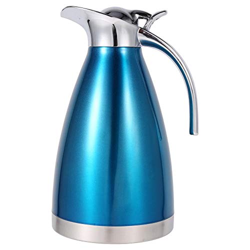 Isolierte Kanne, Edelstahl Kaffeeteekanne Doppelwandige vakuumisolierte Thermo-Krug-Wärmflasche(1.5L Plastic Handle-Blau) von BigKing