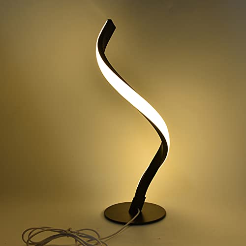 LED-Tischlampe,S-förmige LED-Spiral-Tischlampe Leselicht Kleines Nachtlicht für Nachttisch EU-Stecker 100-240V(Schwarz) von BigKing