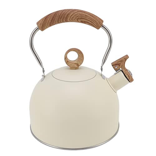 BigKing Pfeifkessel, 2,5 Liter Pfeifkessel Edelstahl Teekanne mit Griff für Elektroherd Gasherd(Beige) von BigKing