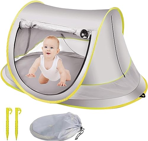 BigKing Tragbares UPF 50+ Sonnenschutz Babyzelt mit Moskitonetz, wasserdicht, Aluminiumrahmen, Grün von BigKing