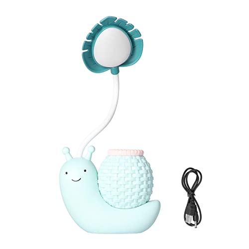 Schreibtischlampe Augenschutz, Mini-Schnecke-Tischlampe LED-Schreibtischlampe mit Stifthalter Mehrfachfunktion USB-Aufladung Niedliche Schreibtischlampe für Studenten Kinder(blau) von BigKing