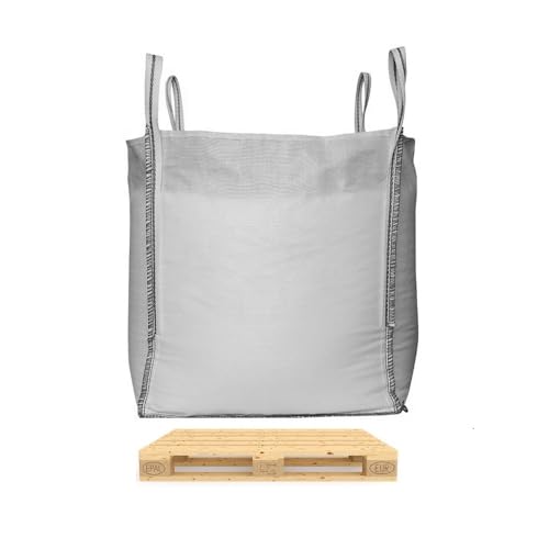 Big Bag Säcke für Bauschutt, Holz, Laub, Kies, Sand, Erde, Gartenabfall, Grünschnitt, Pellets, 2 oder 4 Schlaufen für Kran & Stapler 500 KG - 1.500 KG Schüttgutbehälter (80 x 120 x 100 cm, 5 Stück) von BigLe