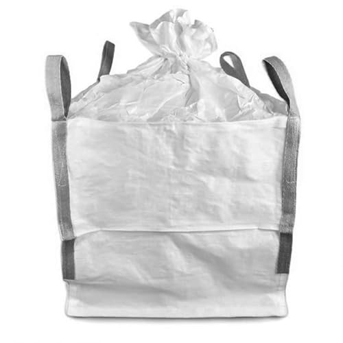Big Bag Säcke mit Schürze für Bauschutt, Holz, Laub, Kies, Sand, Erde, Gartenabfall, Pellets, 2 oder 4 Schlaufen für Kran & Stapler 500 KG - 1.500 KG Schüttgutbehälter (60 x 60 x 80 cm, 4 Stück) von BigLe