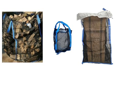 Woodbag Holz Big Bag Netzgewebe geschlossener Boden 45x45x60 cm I 80x80x80 cm I 100x100x100/120/140/160cm für Brennholz (ohne Inhalt) (8, 45 x 45 x 65 cm) von BigLe