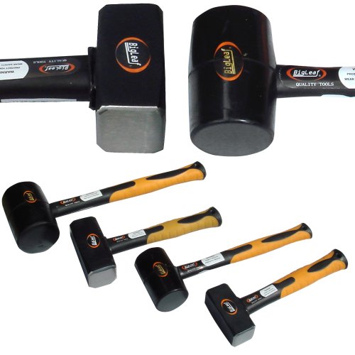 4 Hammer Set Gummihammer Ø 55 & Ø 75 Fäustel 2 Kg & 1 Kg Fiberglas DIN 6475 Antivibrationsgriff Hämmer-Set Fiberglas Hammer Satz Fiberglas griff vibrationsarm von BigLeaf
