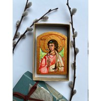 Schutzengel Handgemalte Ikonenminiatur | Engel Ostergeschenk Religiöses Geschenk Reisegröße Icon Holz-Souvenir Orthodox von BigLoveSmallIcons