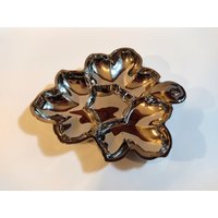 Schönes Silbernes Blatt Geteiltes Snack-Tablett - Herbst Versilbertes Serviertablett Geteilte Platte Für Süßigkeiten, Nüsse, Snacks, Vorspeisen von BigMamasVintage