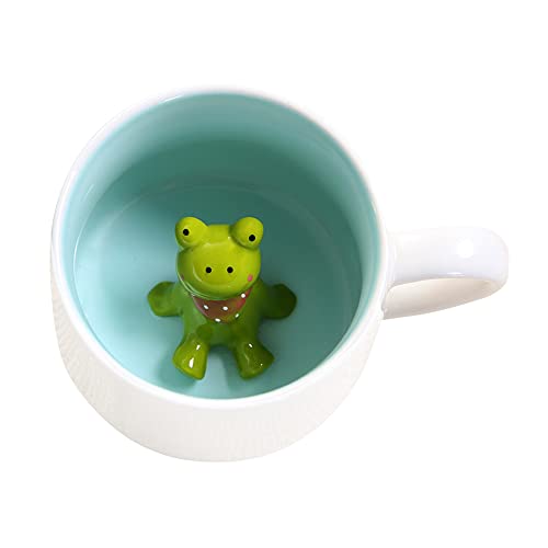 Süß Frosch Kaffeebecher, Tasse aus Keramik mit 3D Tier,Morgen-Schale für Tee, Milch, Morgengetränk und Hochzeiten, Geburtstage Weihnachtsbecher Geschenk von BigNoseDeer