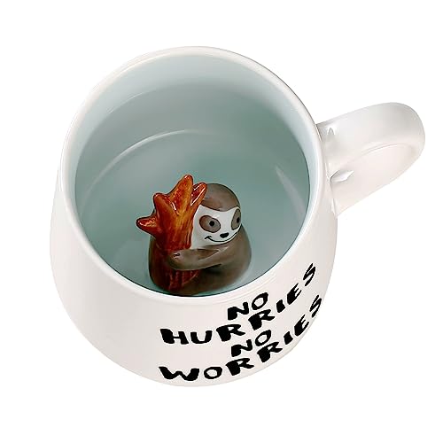 Faultier Keramik Tasse Lustig Personalisiert, Kawaii Süße Coole Sachen Kaffeebecher Cappuccino Lustige Tassen Personalisierte Dankeschön Beste Freundin Geschenke für Frauen, Männer, Mädchen von BigNoseDeer