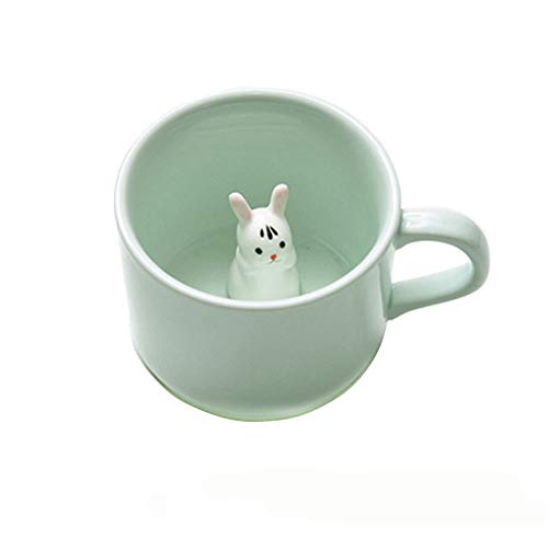 Kaffee-Milch-Tee-Keramik-Becher - 3D Tier-Morgen-Schale beste Geschenk Für Morgengetränk und Hochzeiten, Geburtstage, Vatertag BigNoseDeer (Hase) von BigNoseDeer