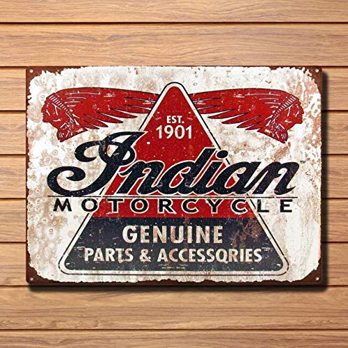BigOtters Blechschild Indian Motorcycles Est 1901 20,3 x 30,5 cm Metall Blechschild Dekoration Eisen Malerei Metall dekorative Wandkunst von BigOtters