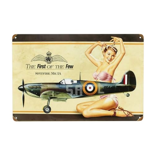 BigOtters British Ww2 Vintage Metallschild Spitfire Mkia Pinup Girl Vintage Metall-Blechschilder Metallschild 20,3 x 30,5 cm von BigOtters