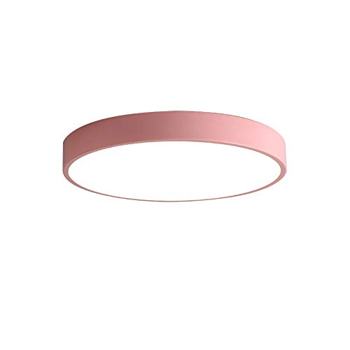 BigPinwheel Minimalist LED Bunte Macaron Deckenleuchte, nordischer moderner Stil Unterputz Kreative Deckenleuchte, 3 Farbtemperaturen, Schlafzimmer, Esszimmer, Wohnzimmer (Pink, 30cm) von BigPinwheel