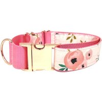 Martingale Hundehalsband, Mädchen, Rosa, Roségold, Floral, Welpe Halsband, Gravur Personalisiert, Niedlich, Weiblich, 1, 5" Breit von BigPupPetFashion