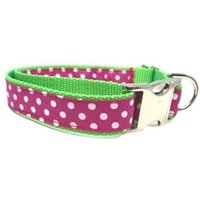 Niedliches Mädchen Hundehalsband, Dunkelrosa, Neon Grün, Polka Dot, Welpenhalsband, Personalisiert, Haustierhalsband, Individuell, Graviert, Groß von BigPupPetFashion