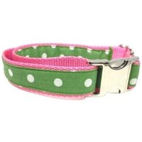 Niedliches Mädchen Hundehalsband, Rosa, Grün, Polka Dot, Welpenhalsband, Personalisiertes Weibliches Haustierhalsband, Individuell, Graviert von BigPupPetFashion