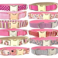 Rosa Mädchen Hundehalsband, Floral, Niedlich Personalisiert, Graviert, Designerhalsband, Klein, Groß, Leopard, Bling, Gingham, Polka Dot von BigPupPetFashion